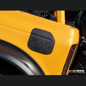 Ford Bronco Fuel Door Cover - Mountain Range Design - Gloss Carbon Fiber Finish